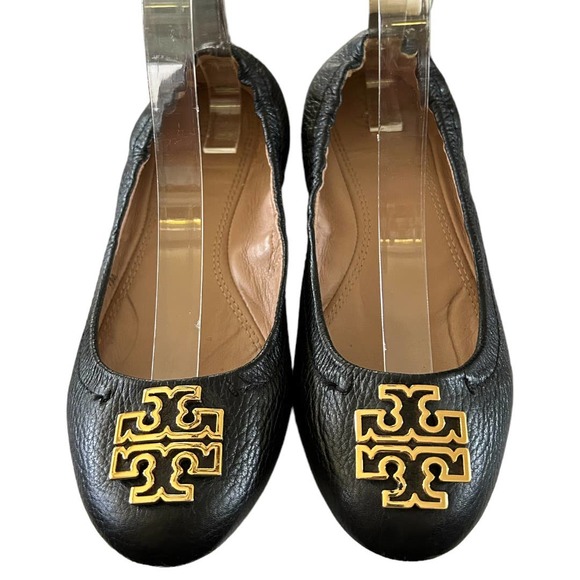 Tory Burch Shoes - Tory Burch Melinda Ballet Flats Tumbled Leather Black Size 7